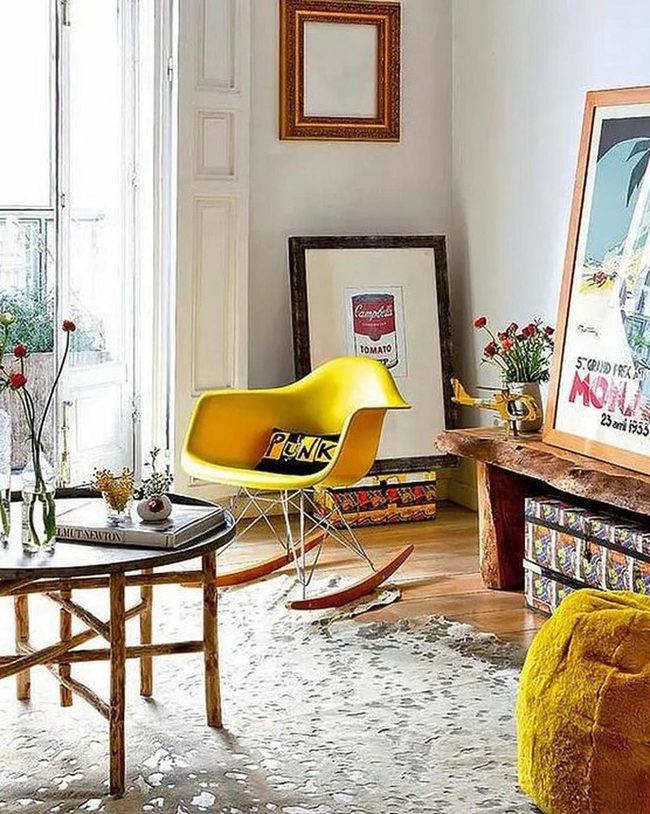 Sunlit Yellow Spaces With Wooden Warmth