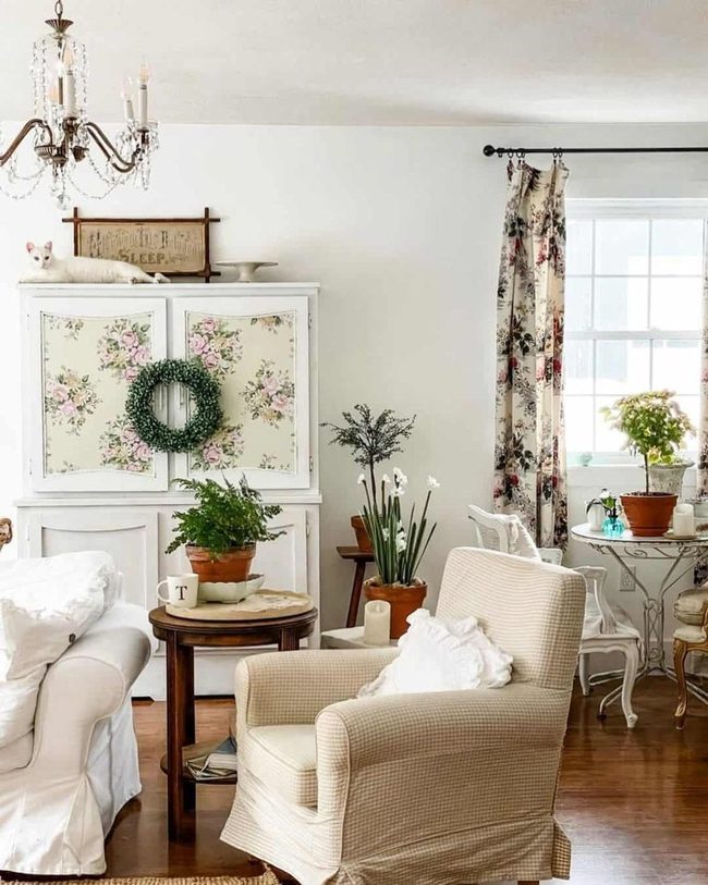 Crystal Chandelier Meets Cottage Florals