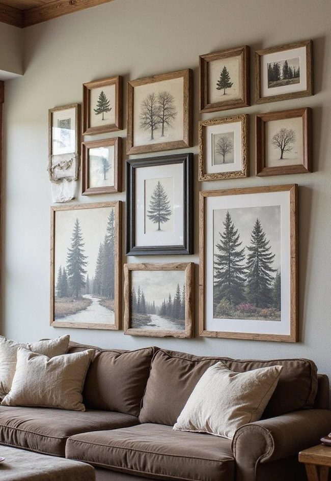 Mixed Frame Gallery Wall With Earthy Scenes