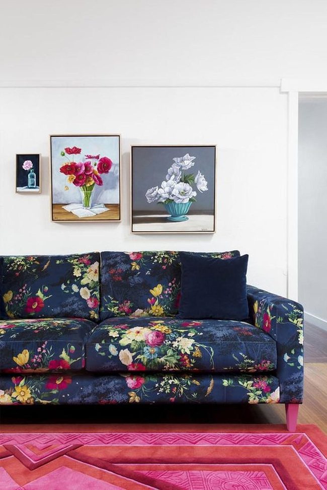 Navy Florals Meet Pink Geometry