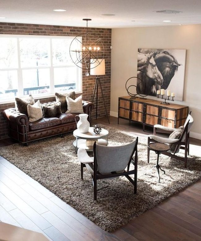 Brown Leather Sofa Sunlit Focal Point