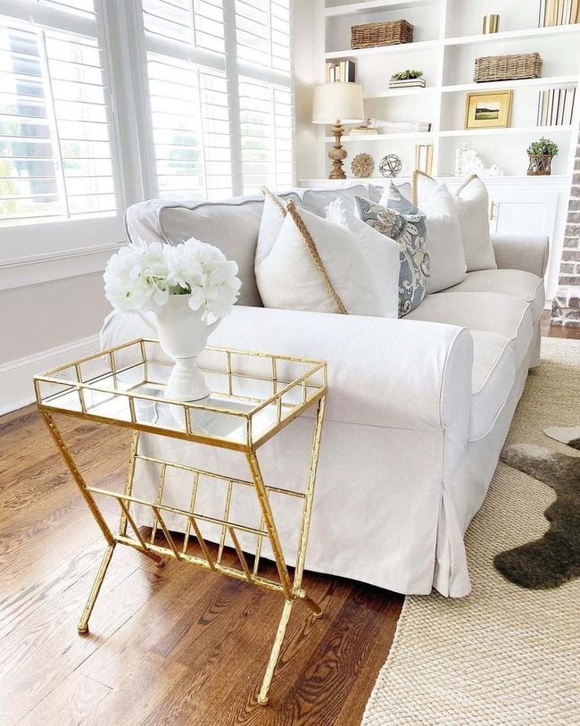 Beige Comfort Meets Gold Reflection