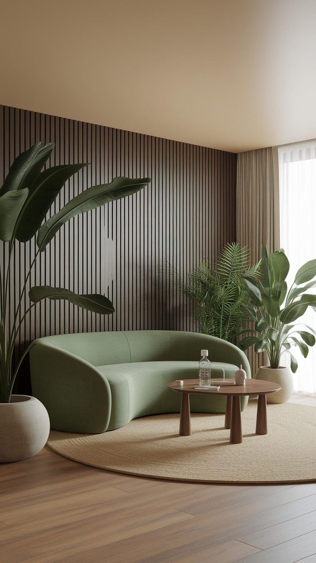 Curved Furniture Green Walls Earth Tones