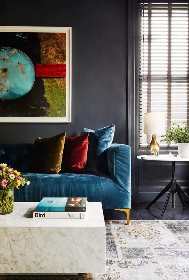 Blue Velvet Sofa Steals The Show