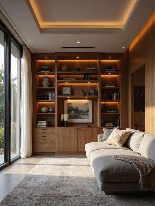 White Wall-Integrated Storage Shelving