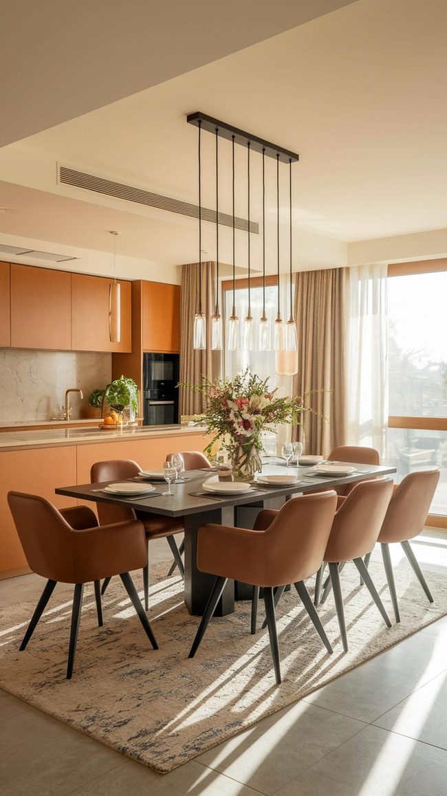 Pendant Lights Define Open Living Zones