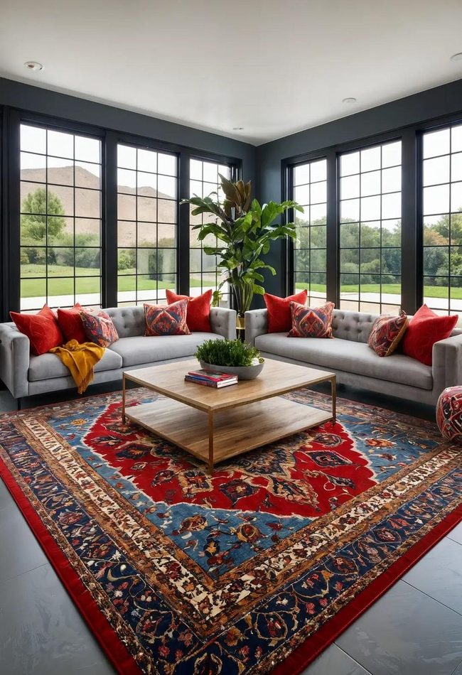 Warm Persian Rug Cool Contrast