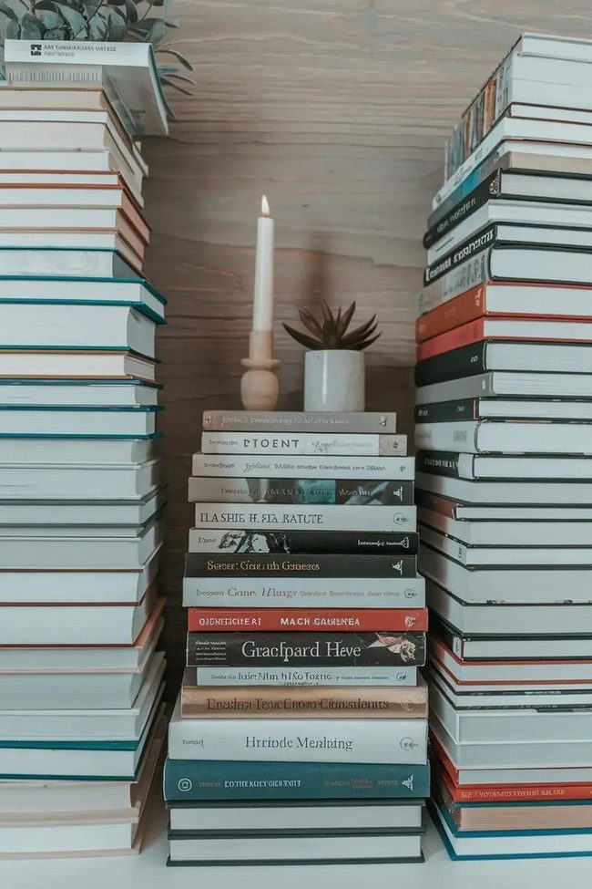 Stacked Books With Display Layers