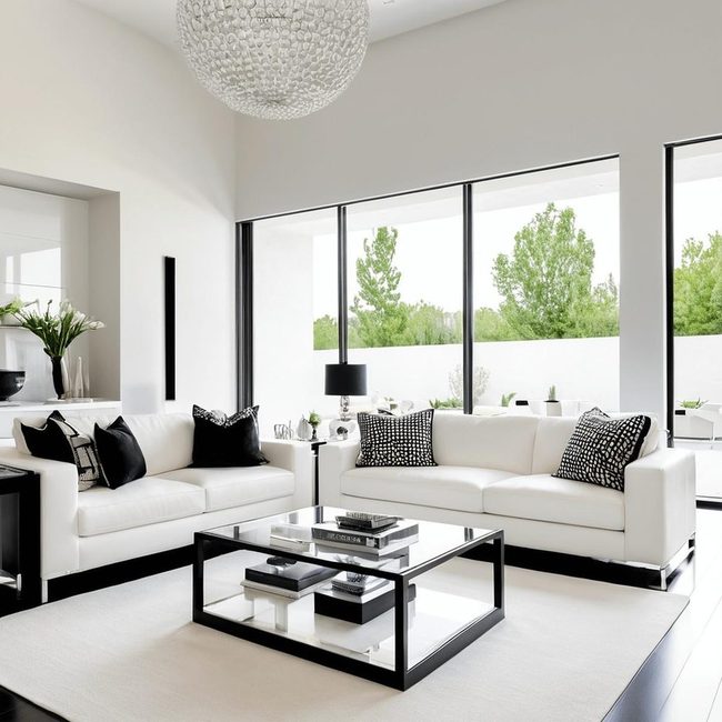 Black Accents on White Canvas