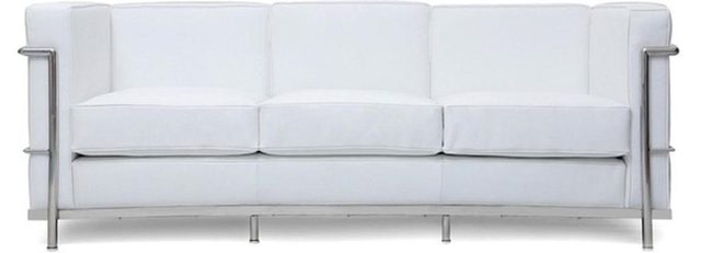 White Leather Sofa With Steel Frame