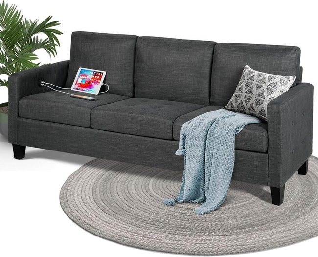Dark Grey Sofa Statement Piece
