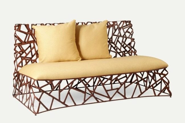 Dark Branches Yellow Cushion Statement