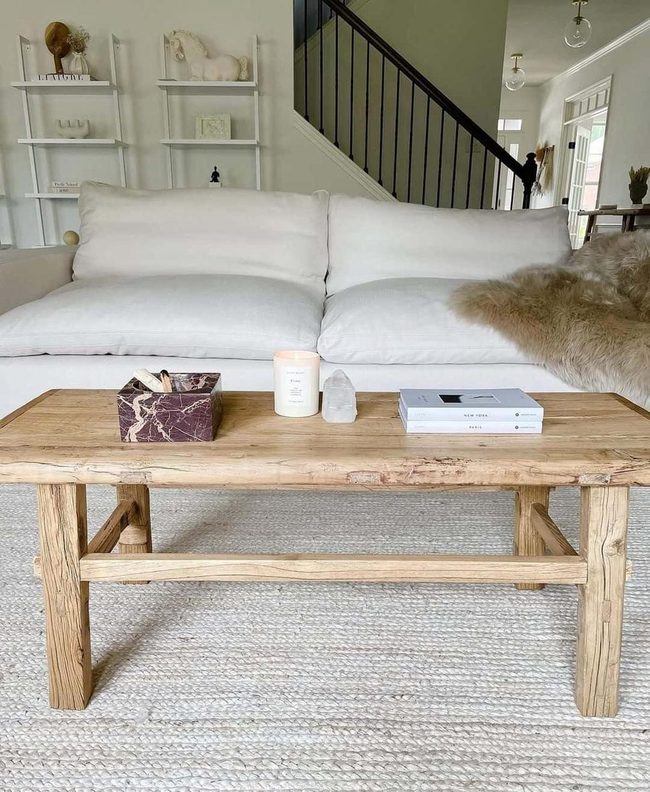 Light Wood Table Anchors Neutral Room