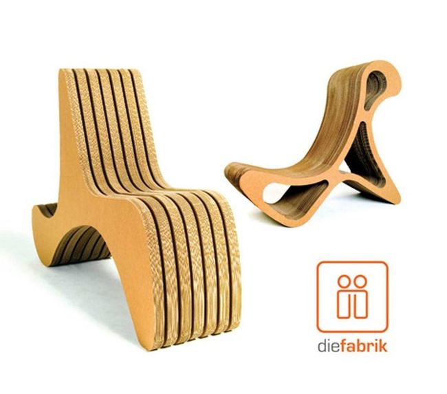 Curved Cardboard Chairs Brown Stripes