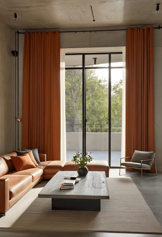 Burnt Orange Grommet Window Panels