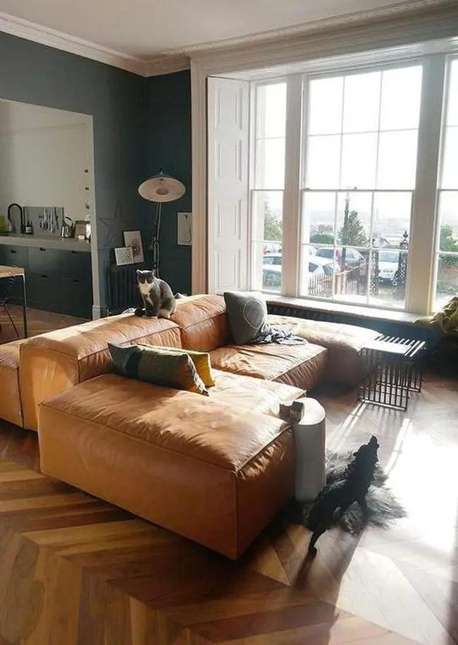 Light-Filled Green Living Room