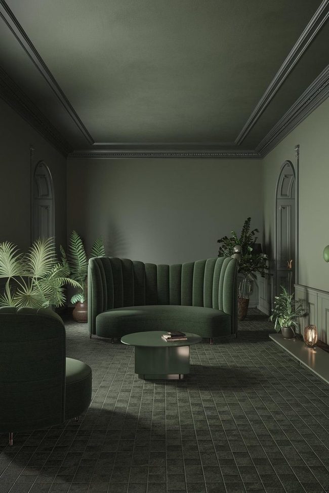 Subtle Green Meets Warm Wood
