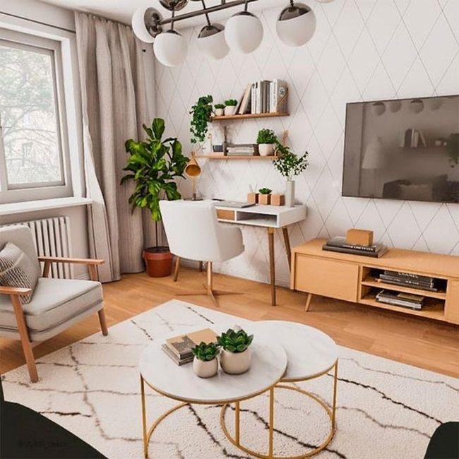 Asymmetrical Mirrors Transform Living Room
