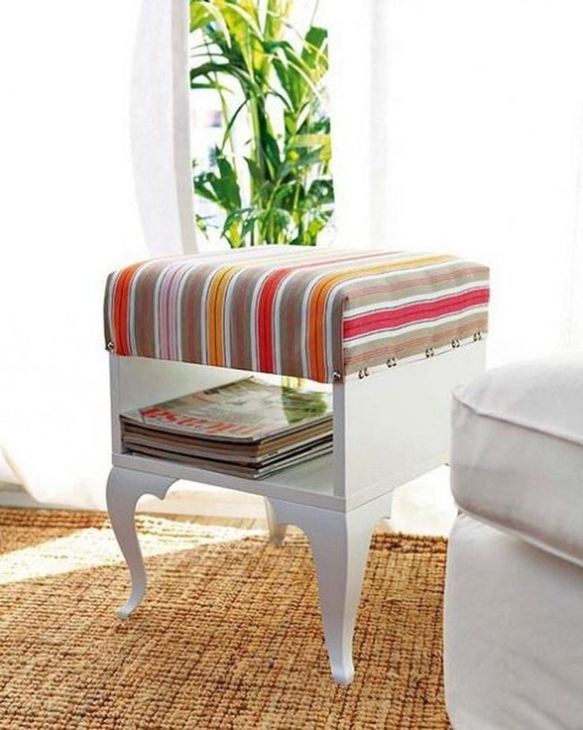 Striped Cushion With Studded Edges