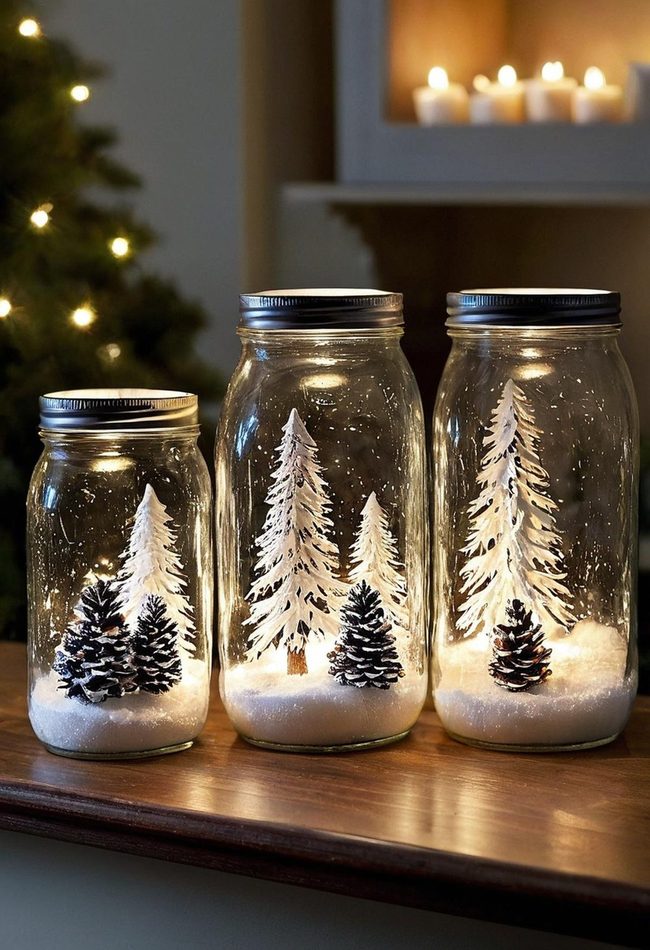 Glowing Mini Winter Scenes In Jars