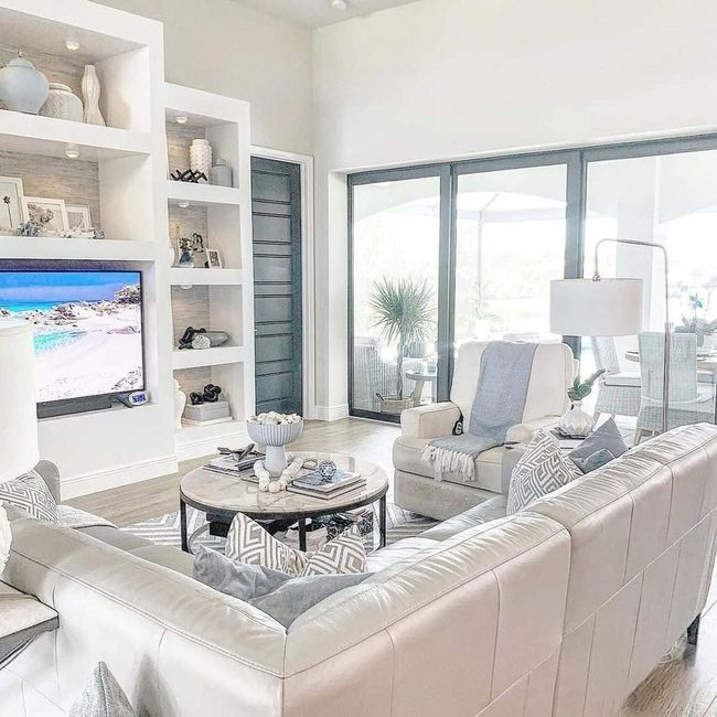 Sunlit Blue Gray Living Space