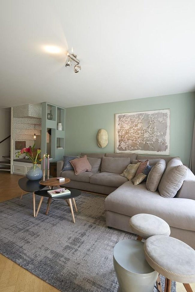 Green Walls Gray Sofa Harmony