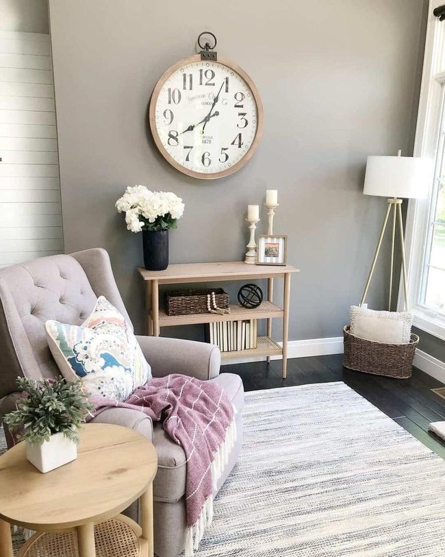 Taupe Tufted Chair With Natural Wood Details