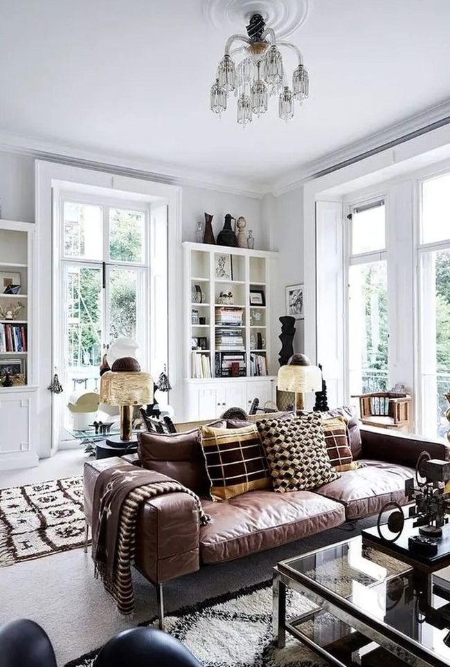 Brown Leather Light-Filled Living