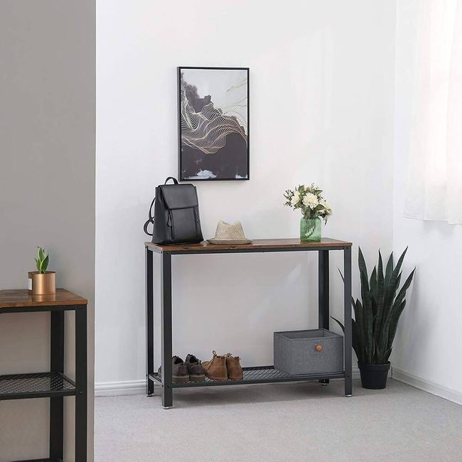 Industrial Metal Weathered Wood Console