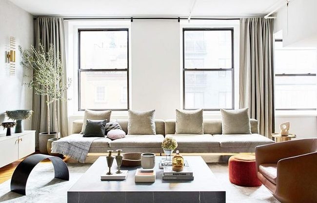 Ceiling-High Cream Linen Drapes