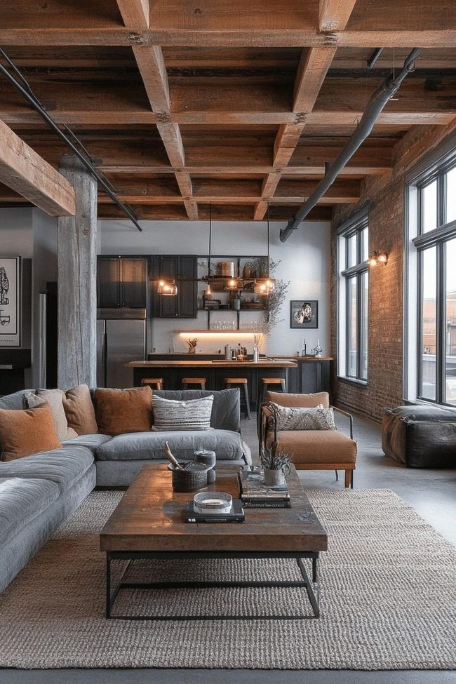 Industrial Wooden Ceiling Beams