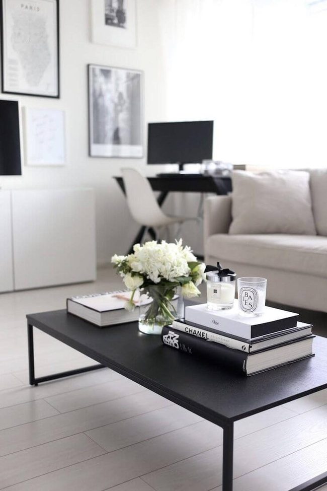 Black Table, White Flowers, Warmth