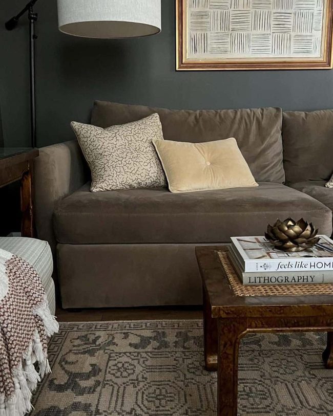 Teal Walls Gray Sofa Statement