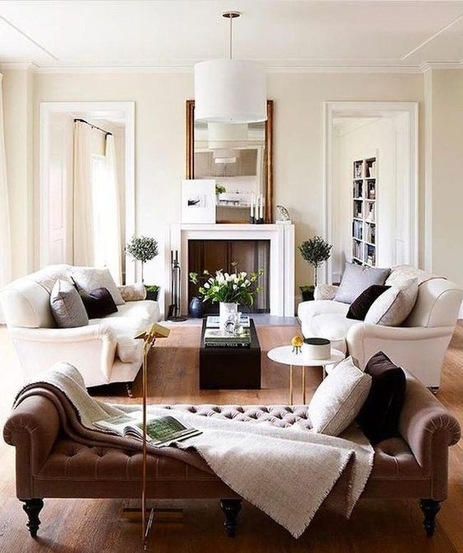 Cream Sofas, Wood Floors, Natural Light