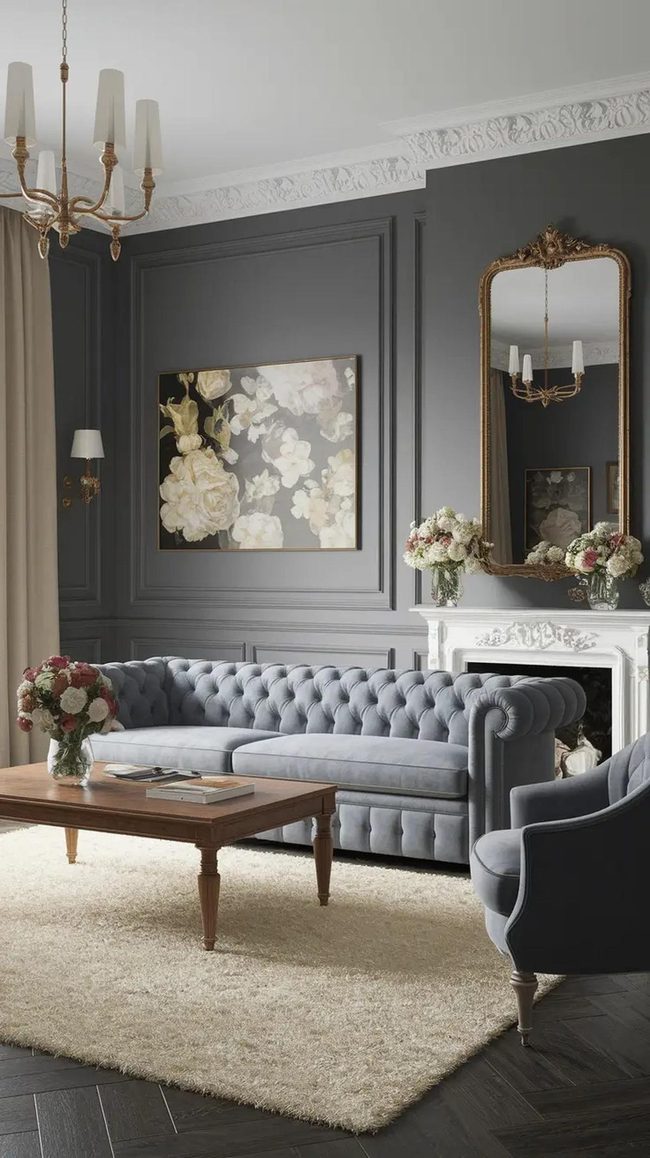 Grey And White Heritage Living Room