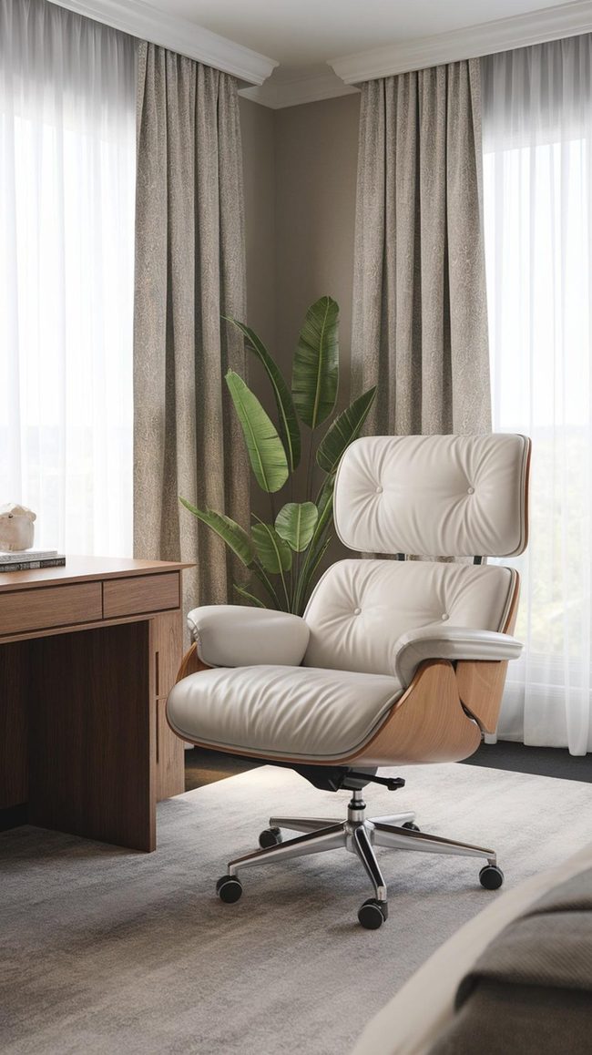 Cream High-Back Chair Reading Corner