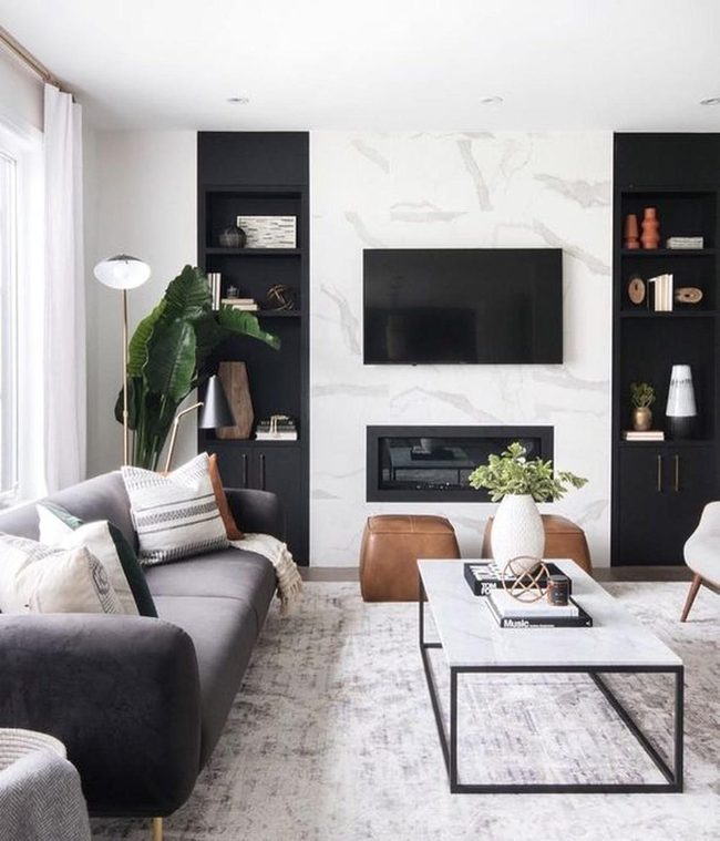 White Marble Fireplace Statement