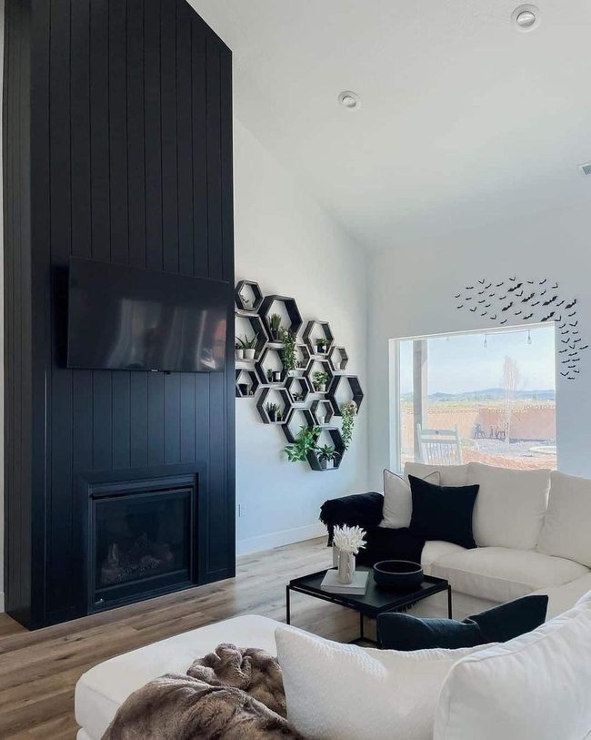 White Chaise Meets Black Shiplap