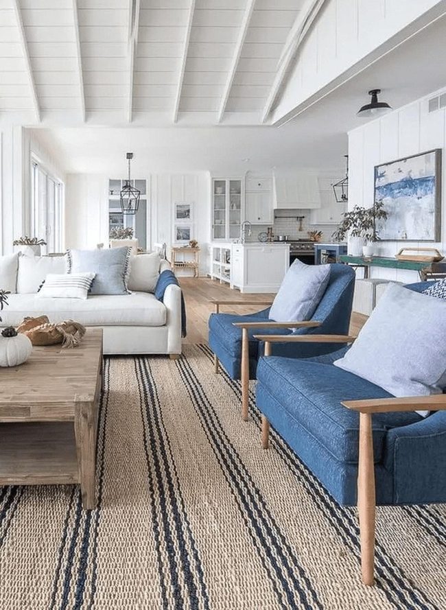 Soaring White Ceilings Blue Accents