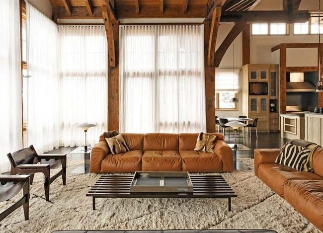 Leather Brown Meets Natural Wood