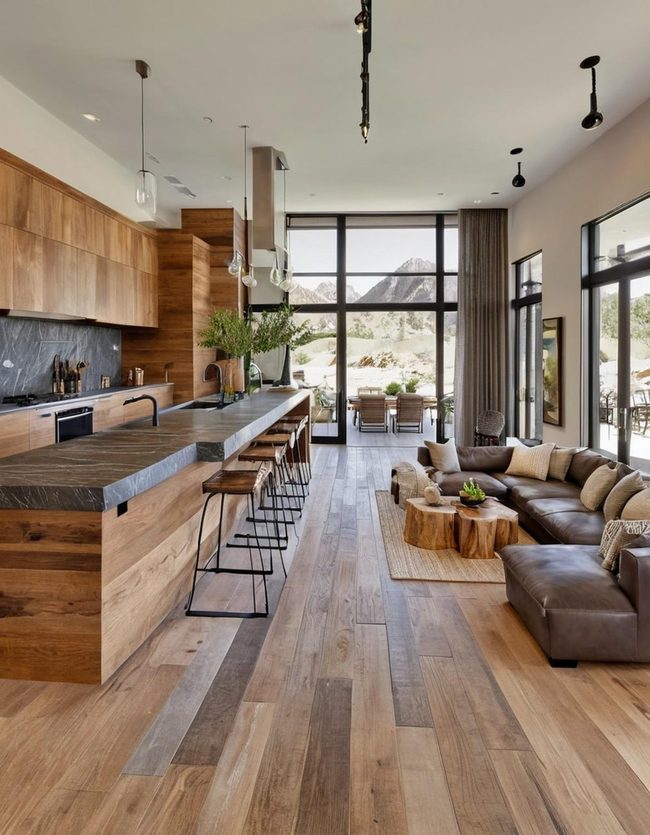 Nature-Inspired Materials Open Concept Pantry