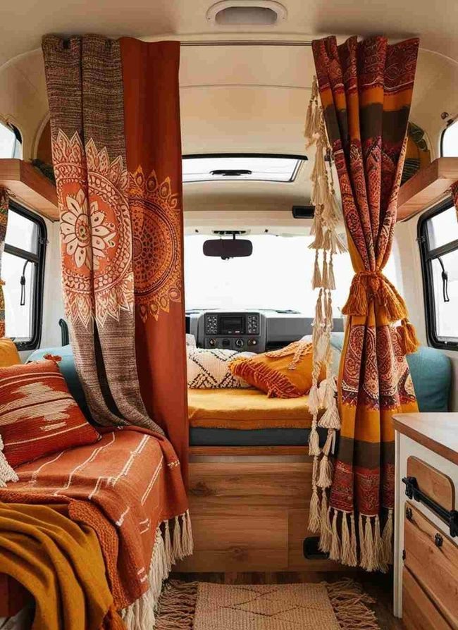 Terracotta Tassel Camper Curtains