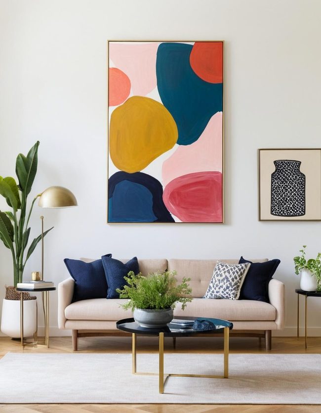 Geometric Paintings Transform Living Rooms