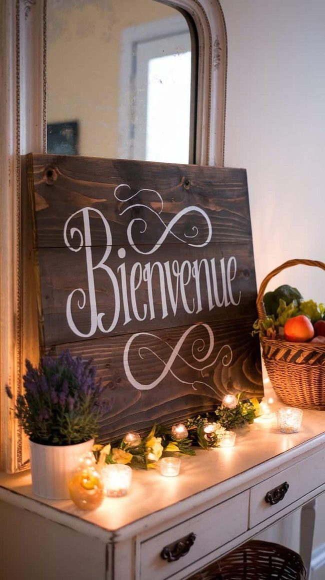 Hand-Painted Wood Welcome Message