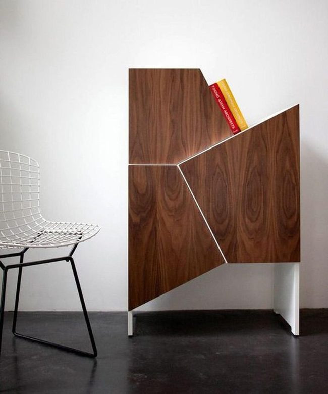 Geometric Cabinet With Colorful Books