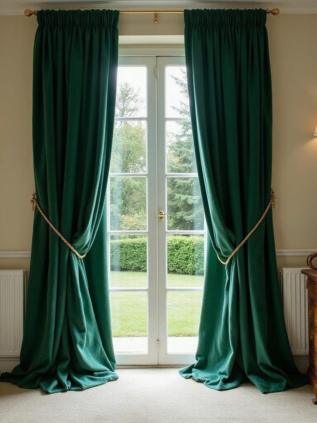 Emerald Velvet Window Drapes
