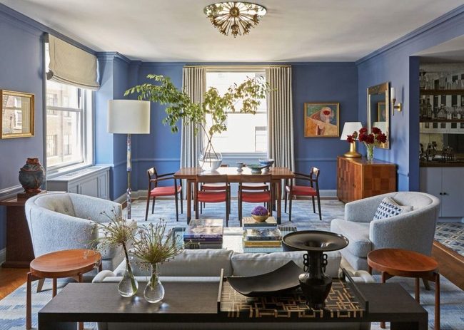 Deep Blue Statement Wall