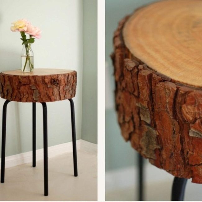 Bark Edge Wood With Metal Frame