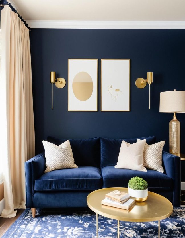 Navy Walls, Cream Accents