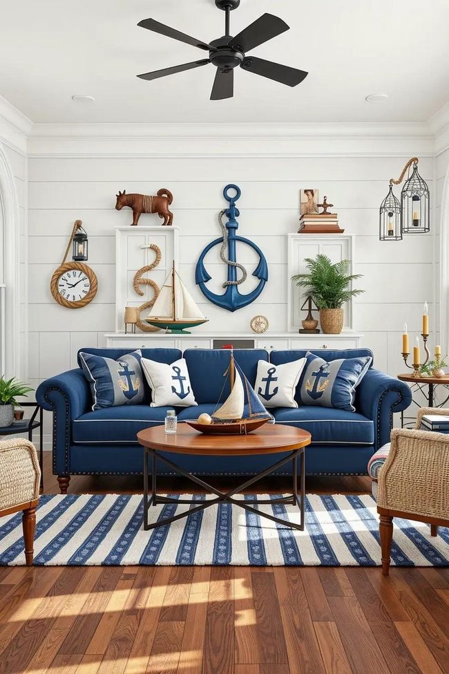 White Shiplap Meets Navy Nautical